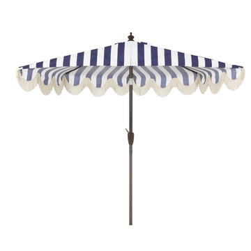Beverly 9 ft. Designer Classic Scalloped Fringe Half Market Patio Umbrella
